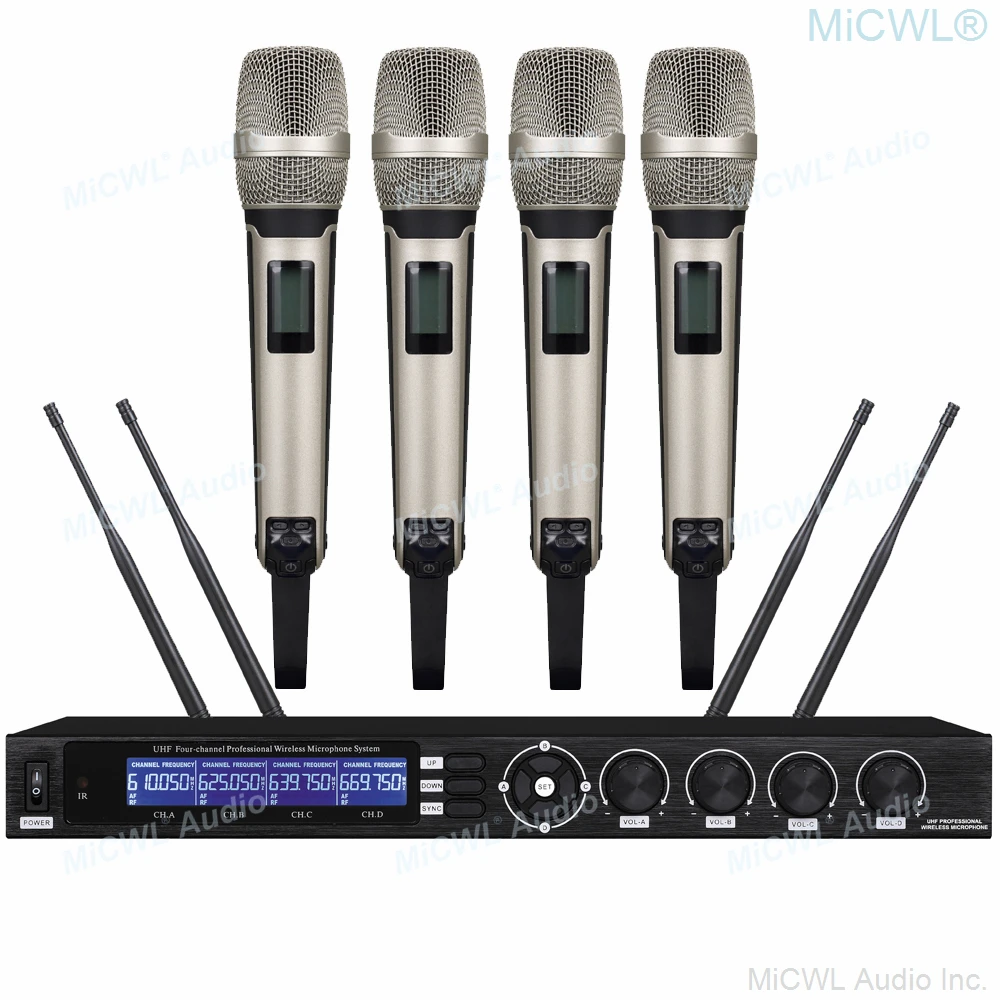 

MiCWL SKM9000 Audio Wireless Microphone System 4 SKM 9000 Professional UHF Frequency Adjustable 4 Antenna 200m Receiver