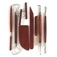 clay sculpting tools top quality pottery red wood ceramic polyler ribbon hoop trimming knife set art supplies 8pcs set tool