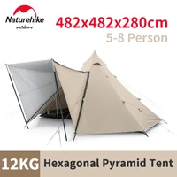 naturehike 150d oxford cloth octagonal pyramid tent 5 8 persons windproof sunscreen tent 2m height extended lobby family travel