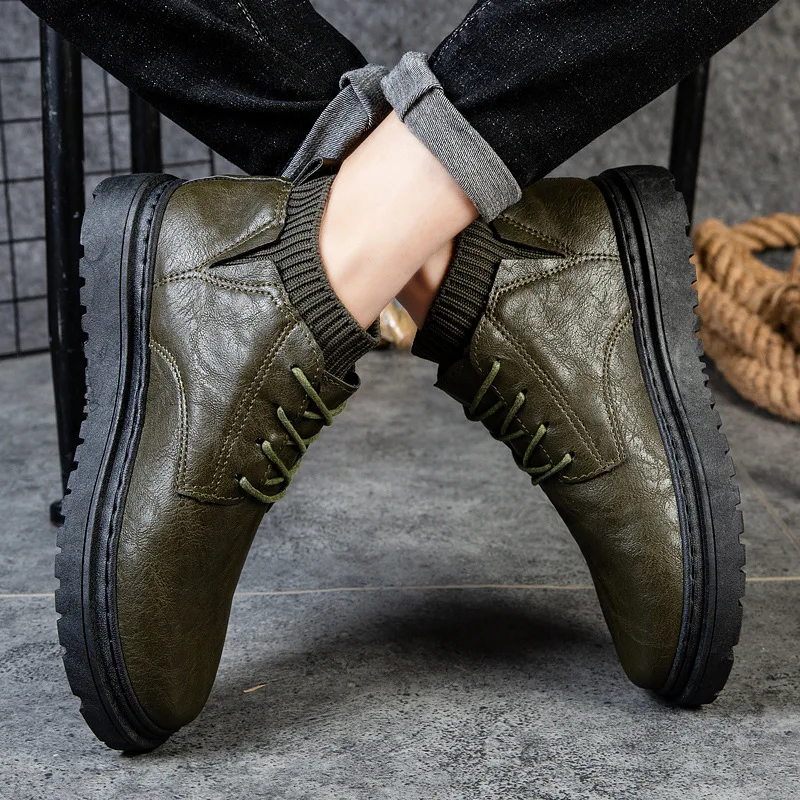 

New Autumn and Winter Men's Shoes Trendy High-Top Shoes Versatile Men's Sports Casual Fashion Black Shoes