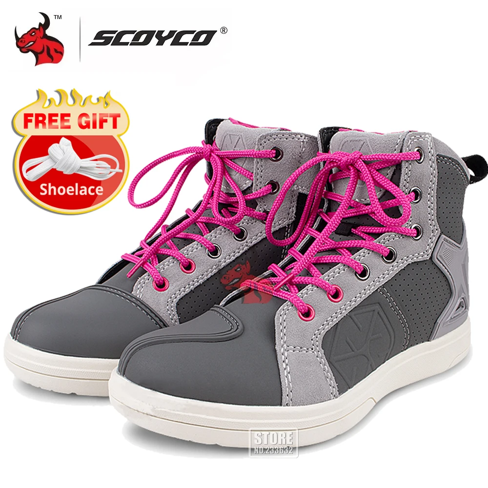 

SCOYCO Motorcycle Boots Women Casual Shoes Microfiber Leather Moto Motocross Riding Boots Warm Water Proof Motorbike Shoes
