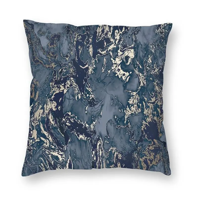 

Blue Marble With Golden Highlights Pillow Cover Home Decorative Marble Texture Cushions Throw Pillow for Living Room Printing