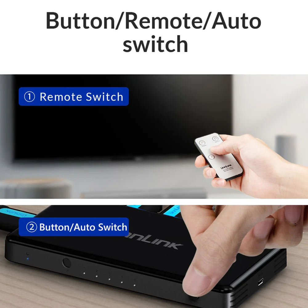 HDMI-переключатель Unnlink 3x1 5x1 4K 60 Гц адаптер преобразователя с пультом