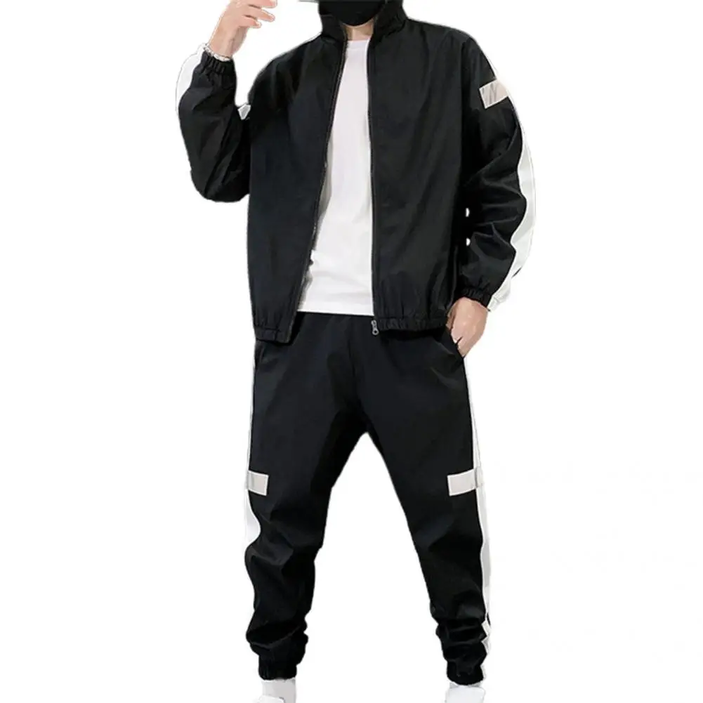 

Sportswear Suit Soft Fashion Color Contrast Trendy Simple Coat Pants Set