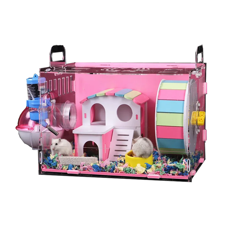 

Large Size Hamster House Acrylic Small Pet Cage Transparent Oversized Villa Guinea Pig Basic Cage Toy Supplies Package Nest