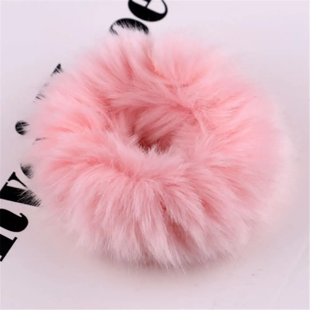 3 Модные пушистые резинки из искусственного меха, эластичные резинки для волос, круглые резинки для девочек, черные пушистые белые резинки для волос - Цвет: 3