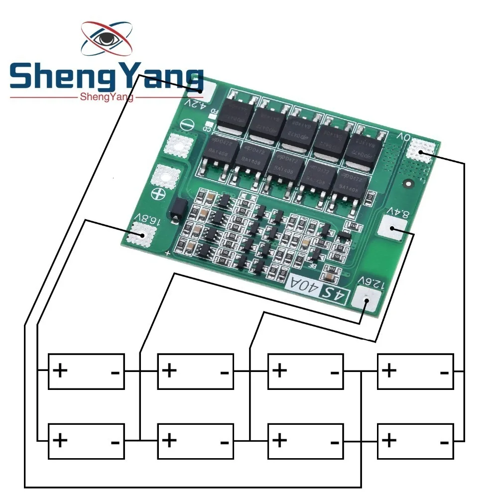 ShengYang 4S 40A литий-ионный аккумулятор 18650 зарядное устройство PCB плата защиты BMS для электродвигателя 14,8 V 16,8 V Lipo модуль