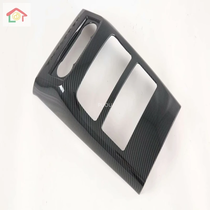 

For Ford Explorer 2020 2021 Car Accessories Carbon Fiber Style Plated Armrest Box Rear Air Vent Frame Trim Cover