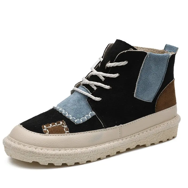 

2020 New Women's Shoes Autumn Color Matching Suede Shoes Lace-Up Comfortable Flat Shoes Sports Casual Shoes Zapatos De Mujer