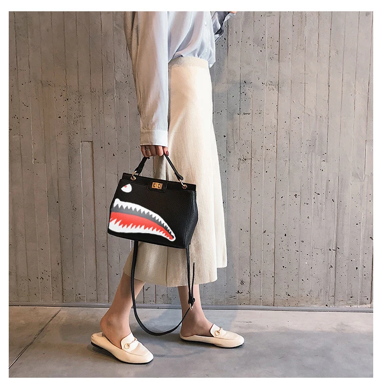 2019 граффити акула рот унисекс сумка через плечо большой емкости портативные
