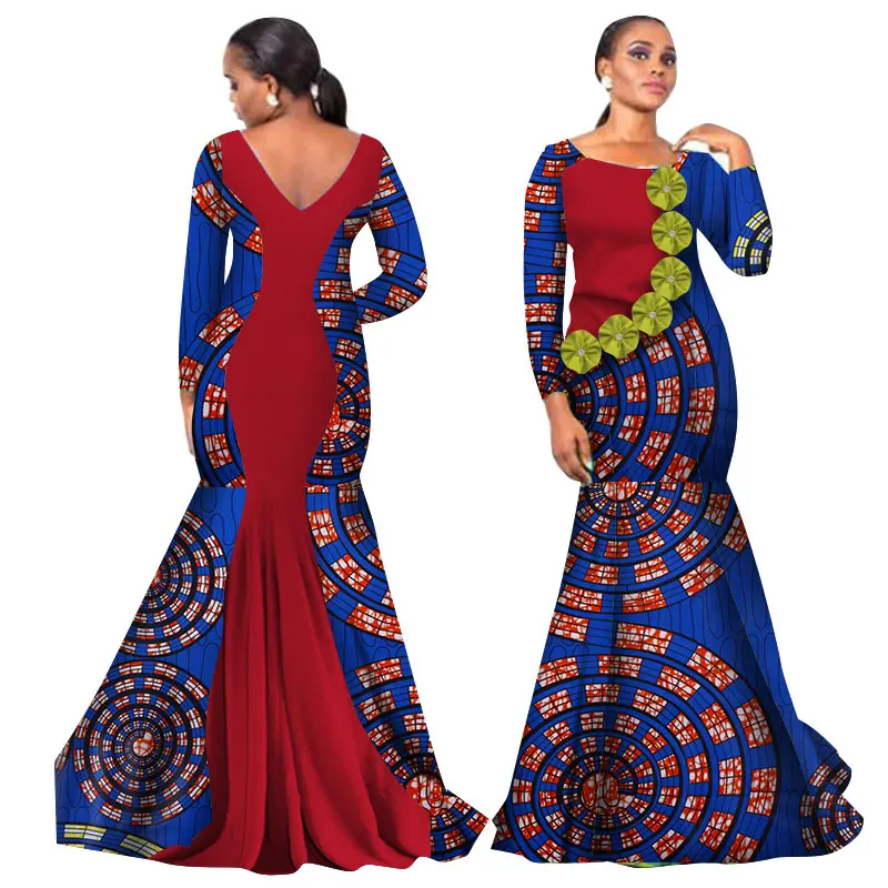 Hitarget 2019 базин богатые африканские платья для женщин с принтом со сращением О