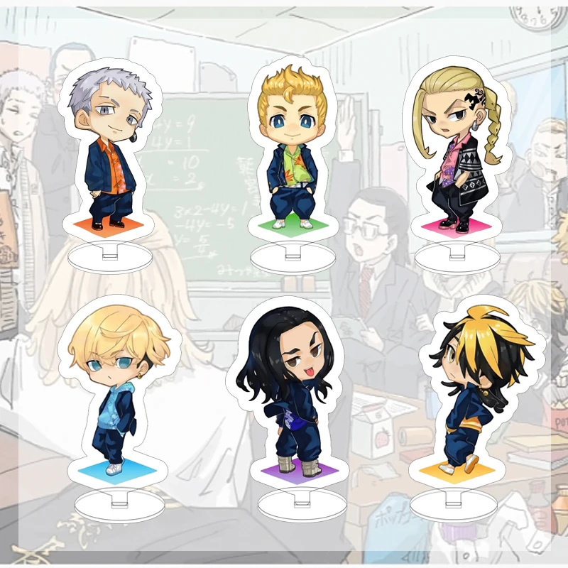 

Tokyo Revengers Anime Figures Fashion Cosplay Mini Acrylic Stands Manjiro Ken Takemichi Hinata Atsushi Model Plate Collection