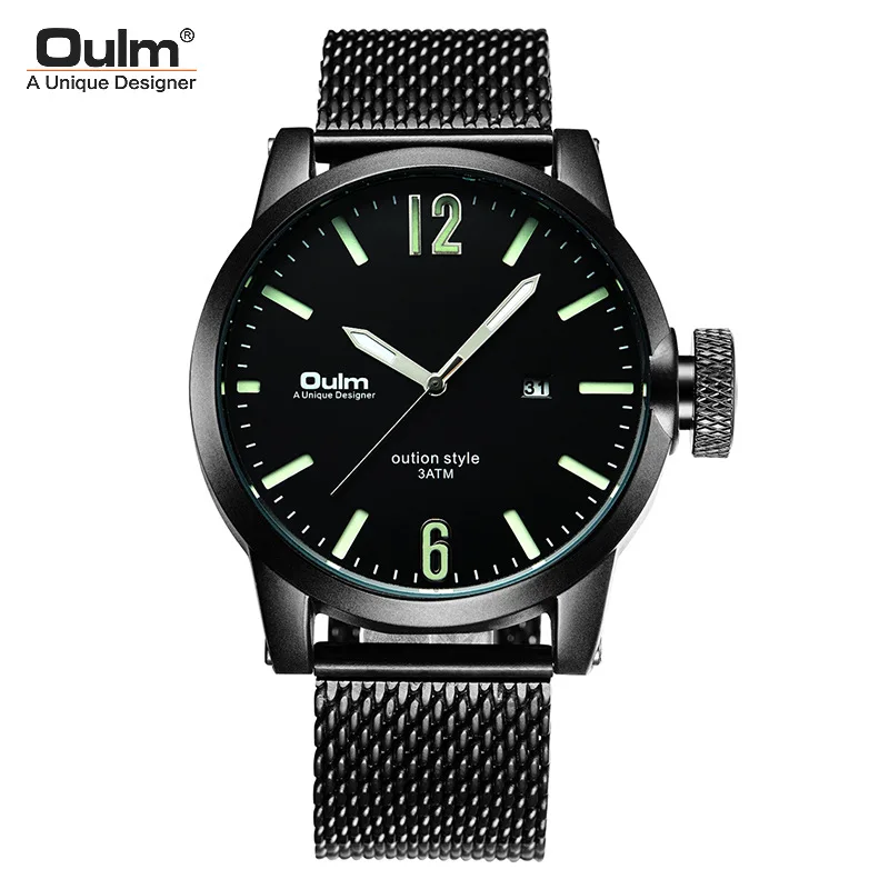 

Oulm Radium New Calendar Men's Watch Casual Luminous Mesh Steel Band Quartz Watch for Men