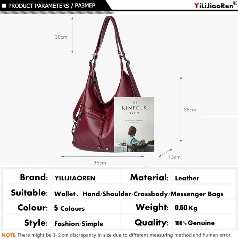 Fashion Hobos Tote Bag Soft Leather Ladies Multi Pocket Handbag luxury handbags women bags designer shoulder for sac | Багаж и сумки