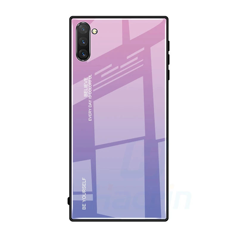 pink purple Чехол Hacrin для samsung Galaxy Note 10 Plus, чехол с градиентом, закаленное стекло, бампер, твердая задняя крышка для samsung Note 10 10+ чехол - Цвет: pink purple