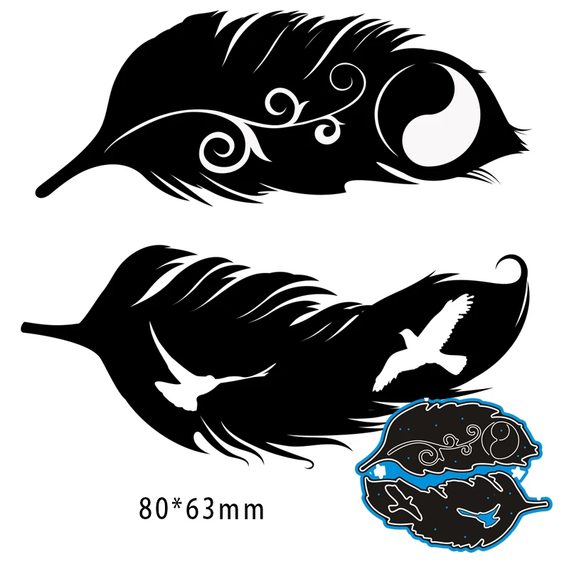 

New Cutting Metal Dies Creative Feathers New Stencils DIY Scrapbooking Paper Cards Craft Making Craft Decoration 80*63mm