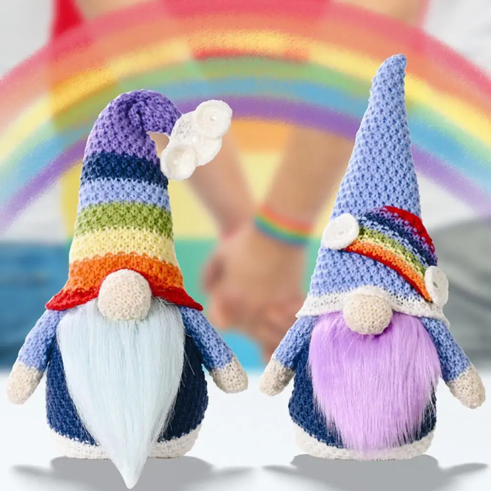 

Attractive Lightweight Plush Doll Rainbow Elf Rudolf Knitted Toy for Table