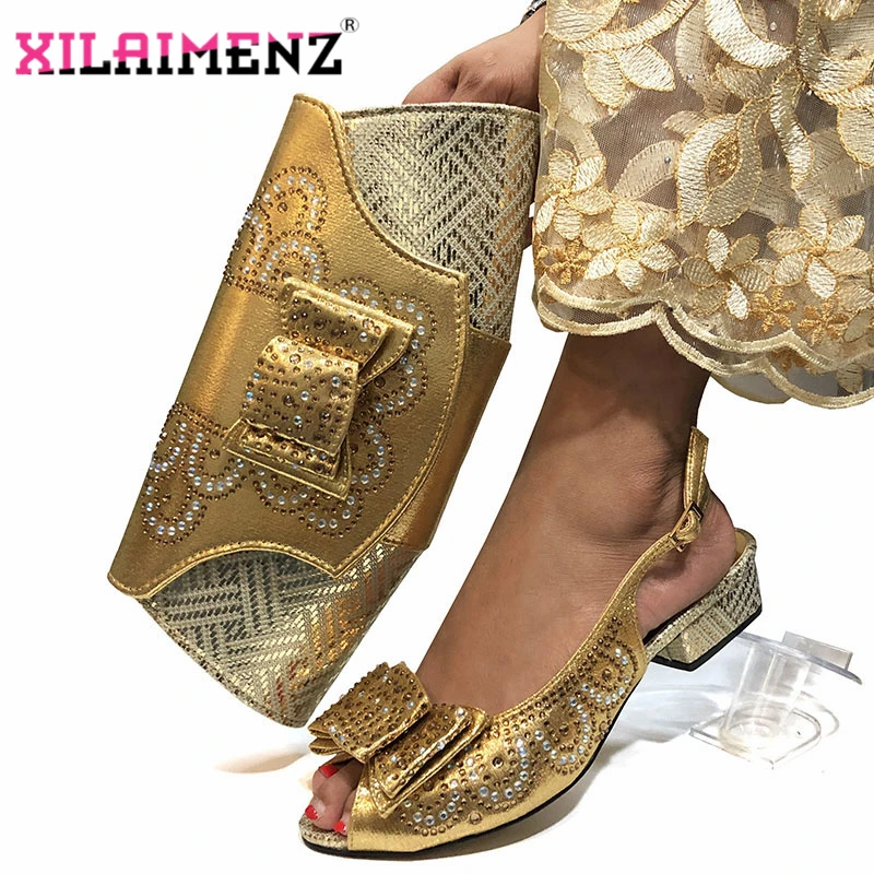 Модные нигерийские босоножки и сумка в комплекте африканская обувь с