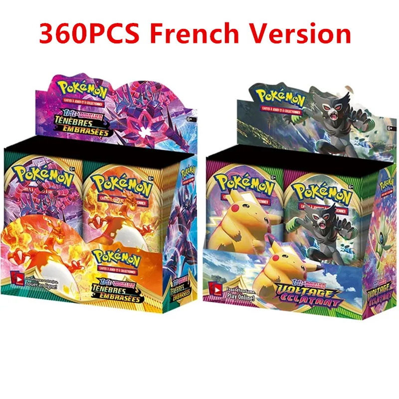 360Pcs French Version Pokemon Cards Darkness Ablaze Vivid Voltage TCG Series Booster Box Collection Trading Card Game Toys