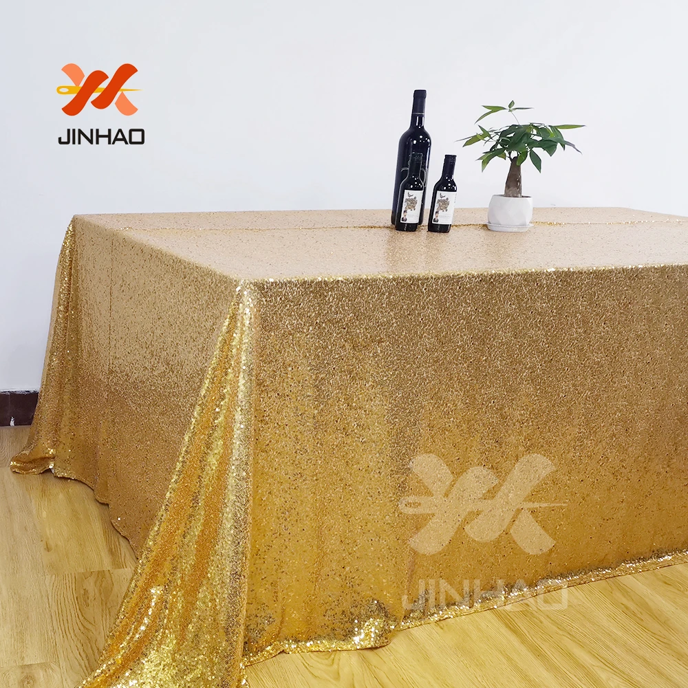 Блестящая скатерть с золотыми блестками прямоугольная для свадебного стола | Дом