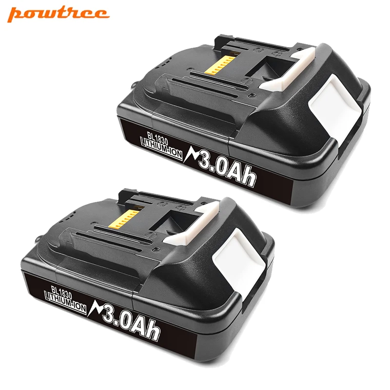 Перезаряжаемая литий ионная батарея Powtree 18 в 3000 Ач для Makita BL1830 BL1815 BL1860 BL1840 194205 3