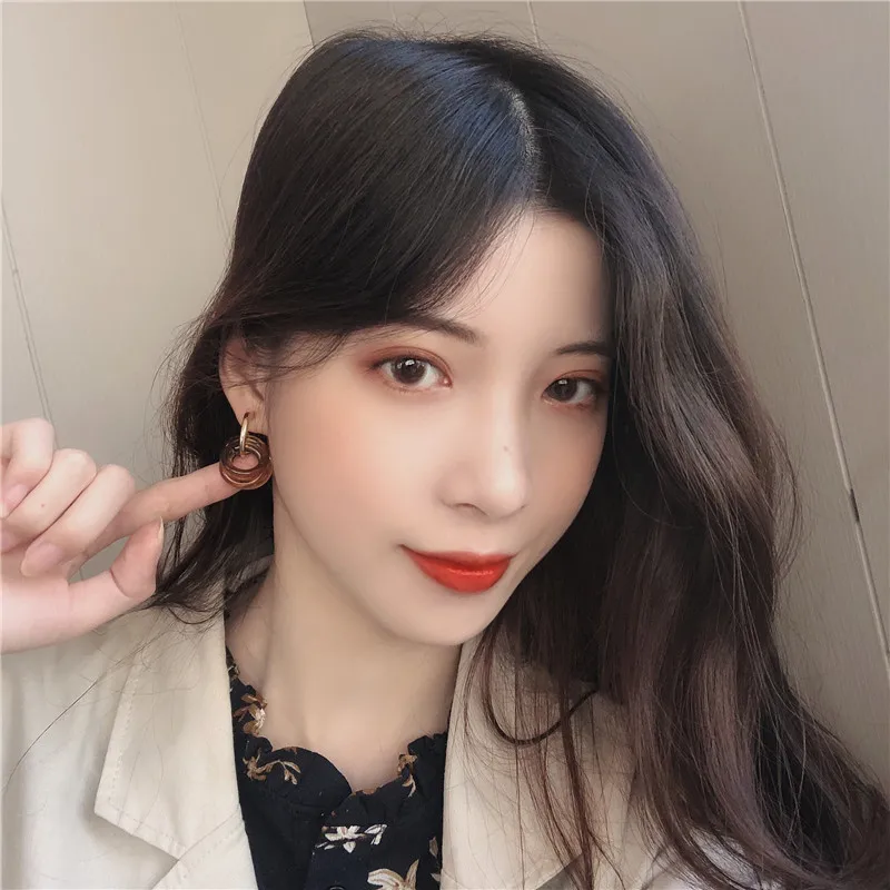 

Kshmir 2020 for Women Fashion Metallic Retro Resin Geometric Circle Earrings for Girls Jewelry Jewelry Earrings Punk Zinc Alloy