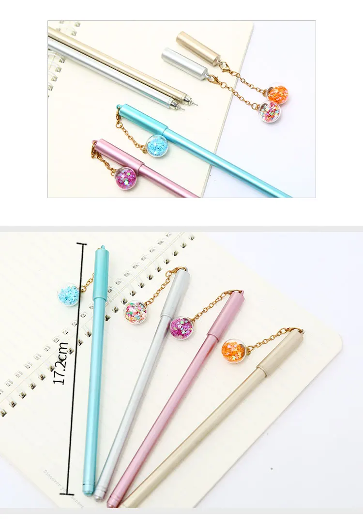12 шт./компл. креативные милые шар геля подвеска pens синие чернила Kawaii магазина канцелярских принадлежностей вещь Карандаш Чехол сумка Школа Материал стационарный