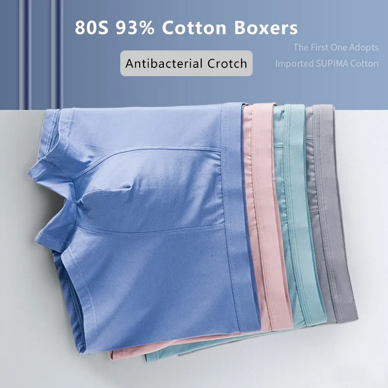 

Шорты-боксеры мужские из 93% хлопка, Роскошные ультратонкие дышащие трусы-боксеры, абсорбирующее нижнее белье для мужчин, 80S