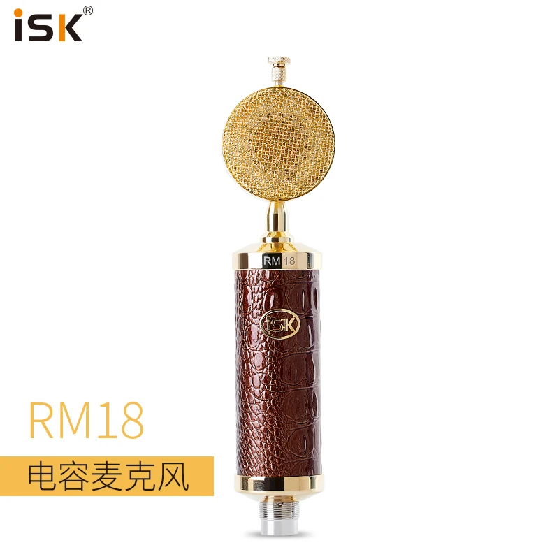 Высокое качество, ISK RM-18, чистое золото, большая звуковая головка, конденсаторный микрофон, использование для студийных сценических выступлений, запись ПК