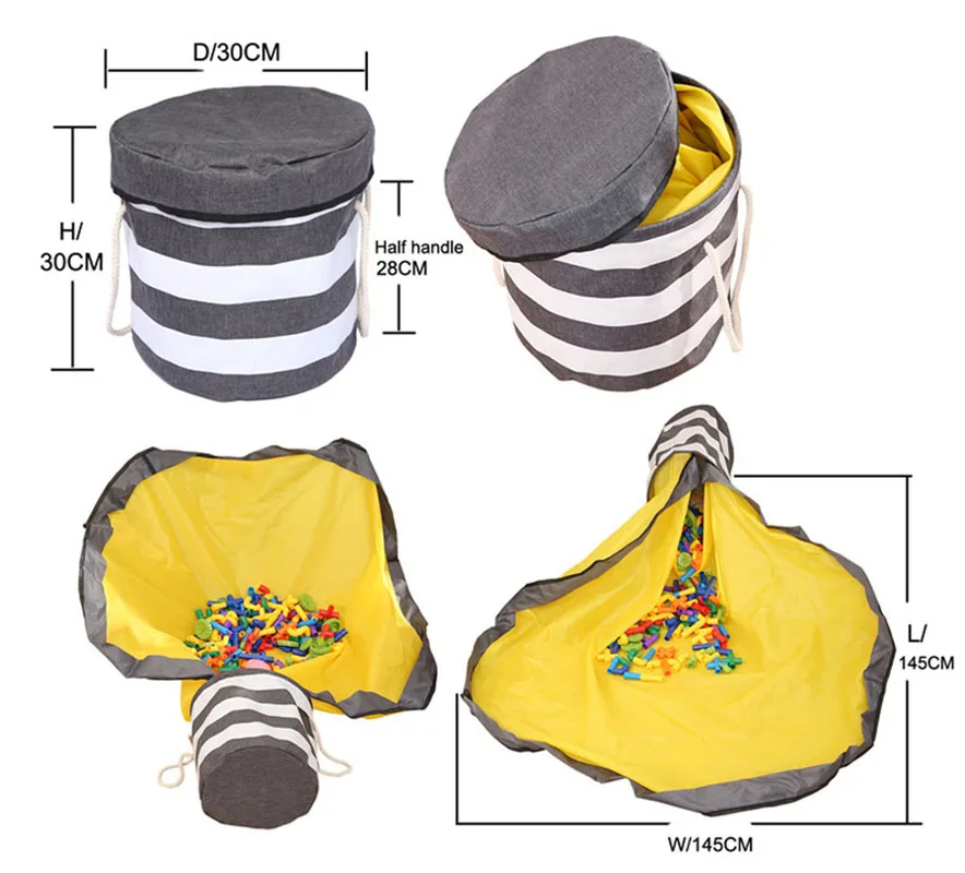 

Kids Storage Bag kids Toy Clean-up and Storage Container Foldable for Lego Toys Drawstring Play Mat and Baskets Bags