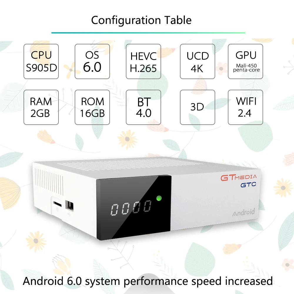 FREESAT GTC Android 6,0 Smart tv BOX S905D 2G DDR3 16G EMMC rom спутниковый ТВ приемник 4K 3D H.265 Wifi медиаплеер play store