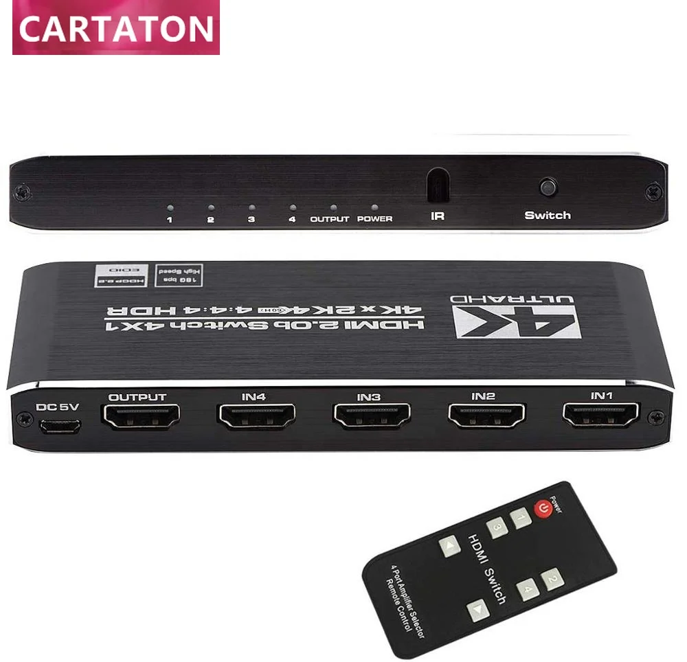 4k HDR HDMI Switch Switcher Selector Splitter with IR Remote Control Supports HDCP 2.2 4K@60Hz UltraHD HDR10 3D HD1080P