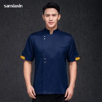 wholesale coat chef shirt short sleeve chef uniforms restaurant catering bakery cook waiter top work clothes barber chef jackets