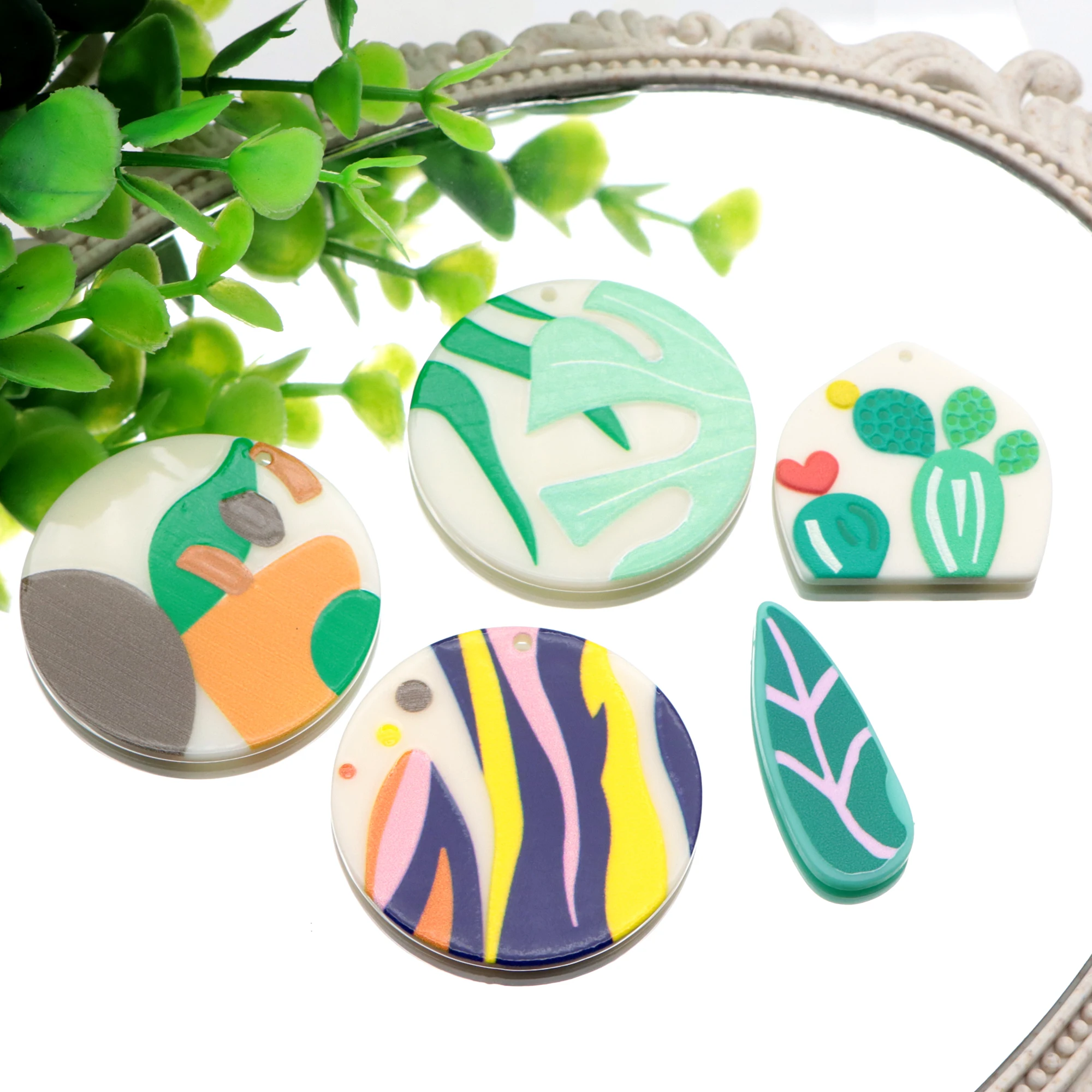 5 шт. животные ручная роспись 3D рельефная акриловая смола без отверстий шармы