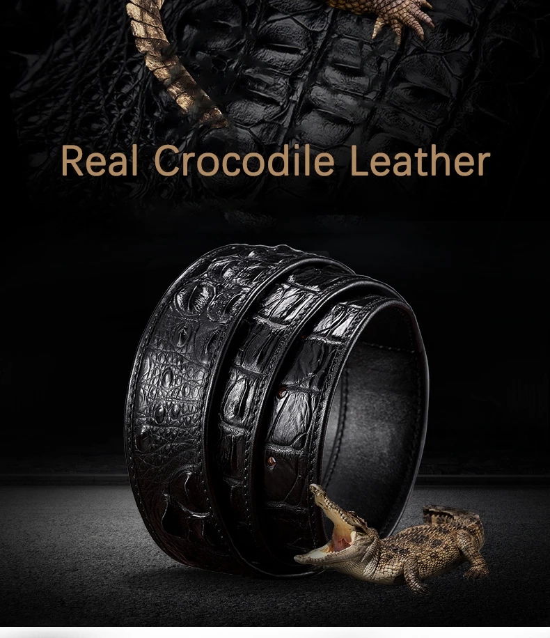 

Men's Crocodile Belt Whole Crocodile Leather Without Stitching Belts High-end Luxury Brand Men Leather Waistband