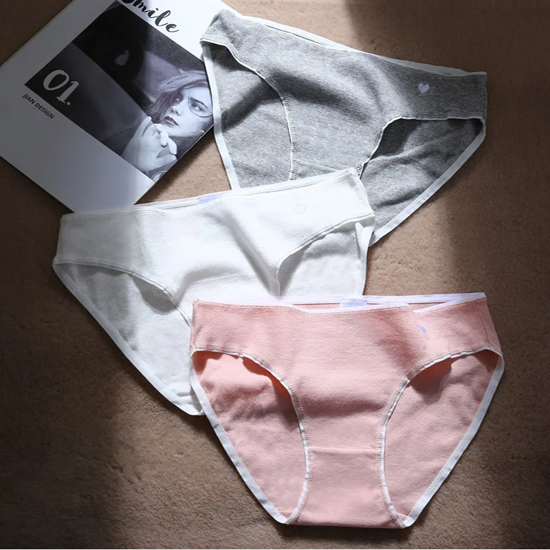 Однотонные хлопковые трусики Сексуальное Милое женское нижнее белье с вышивкой
