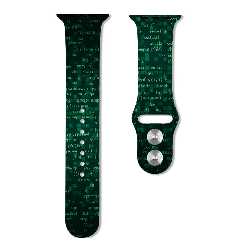 Green 40mm 44mm Printing Watch Bands For Apple Watch 4 Rubber Strap Sport Bracelet 42mm 38mm For Iwatch 3 2 1 Accessories - Цвет ремешка: Green