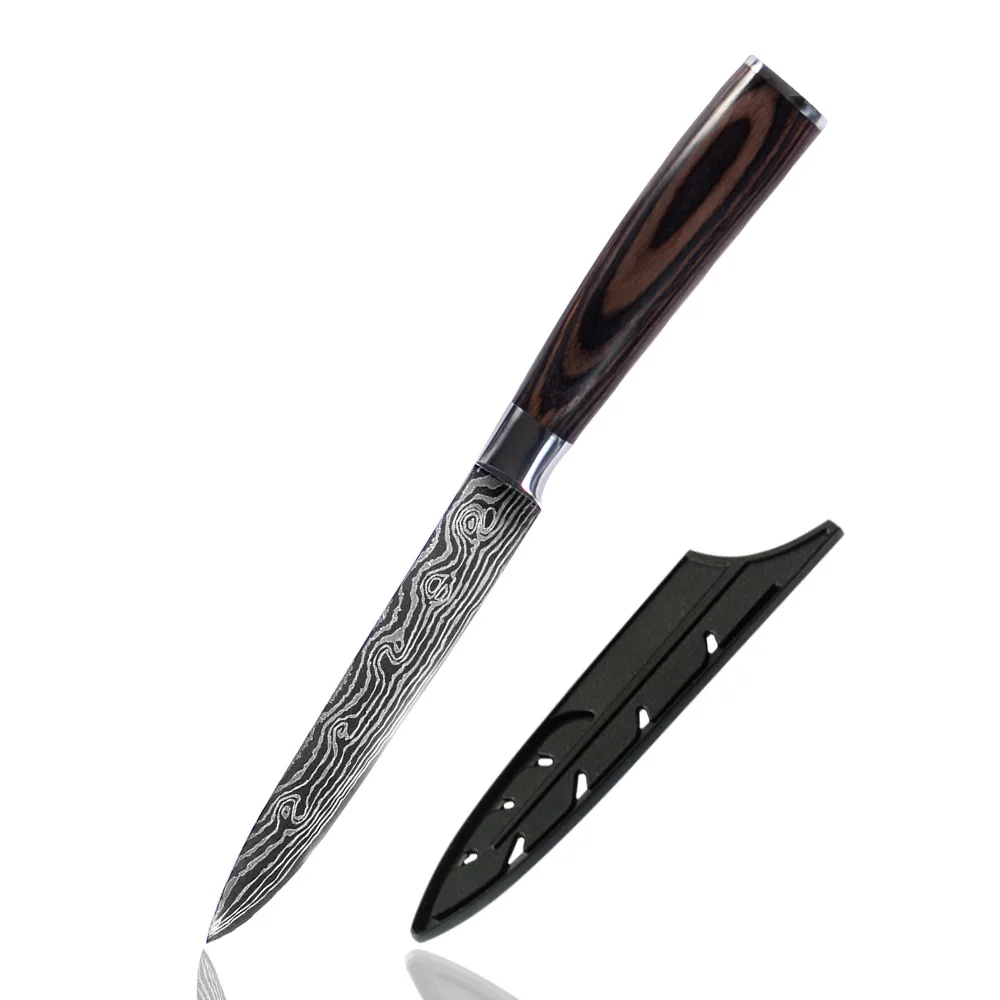 5in Utility Knife SOWOLL немецкий Высокоуглеродистый нож из нержавеющей стали, эргономичная ручка, Ультра острый, бесплатный подарок, кухонный нож в рулоне, сумка, чехлы - Цвет: 5in Utility Knife