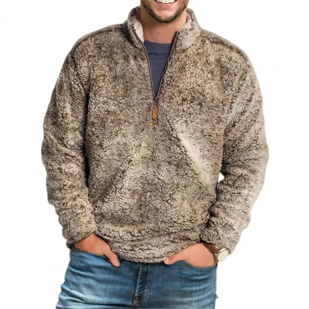 

Мужской трикотажный пуловер, Однотонный свитер из ягненка с длинными рукавами и воротником-стойкой, Осень-зима 2021