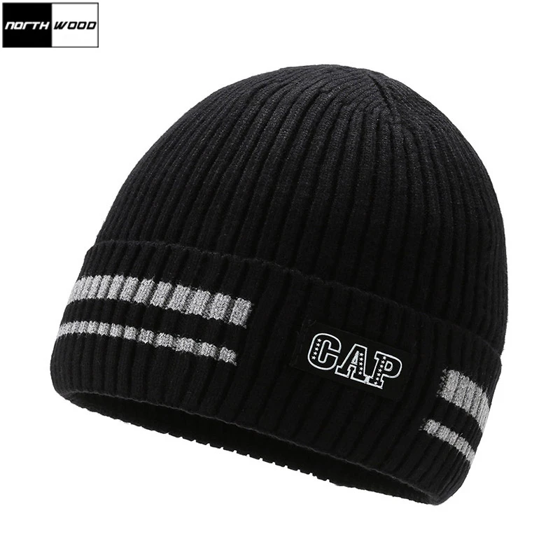 

Модные женские зимние вязаные шапки NORTHWOOD для мужчин, бархатная облегающая шапка, теплая Балаклава, лыжная шапка, Осенняя шапка для мужчин