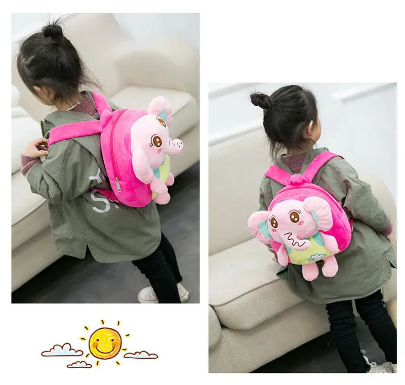 2019 Lovely New Children Kids Elephant Plush Backpack School Bag Mini Rucksack Kindergarten Boys Girls Cartoon Animal | Багаж и сумки