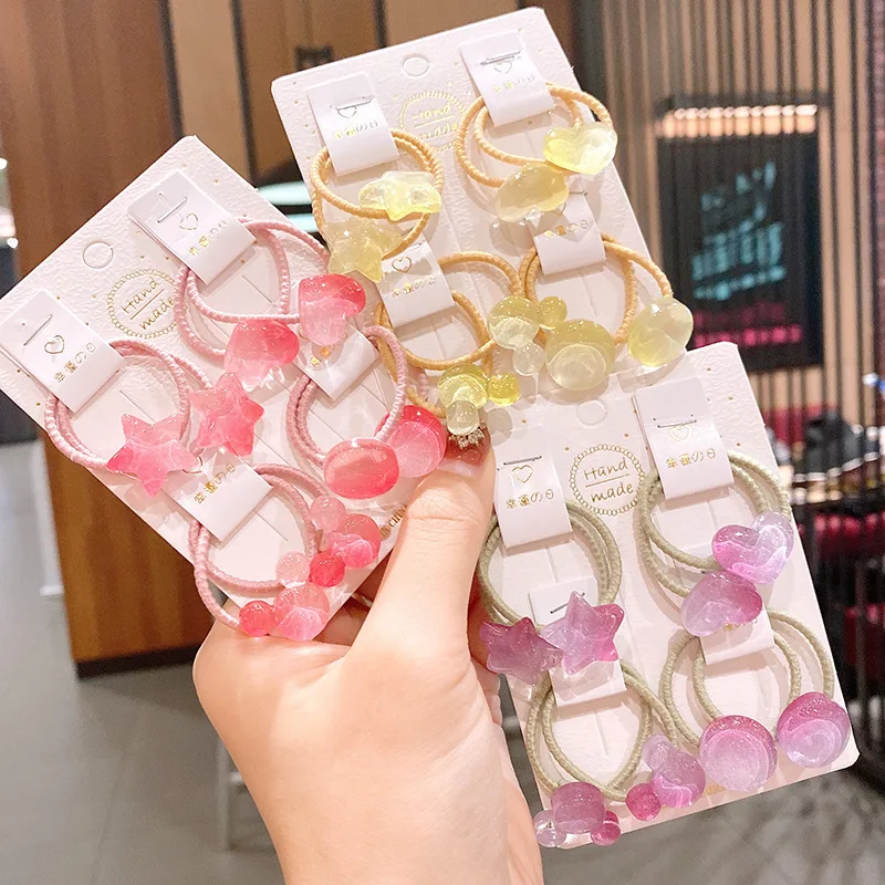 

Children's jewelry hair rope gradient love girl jelly color hair circle does not hurt hair band headband baby hair jewelry