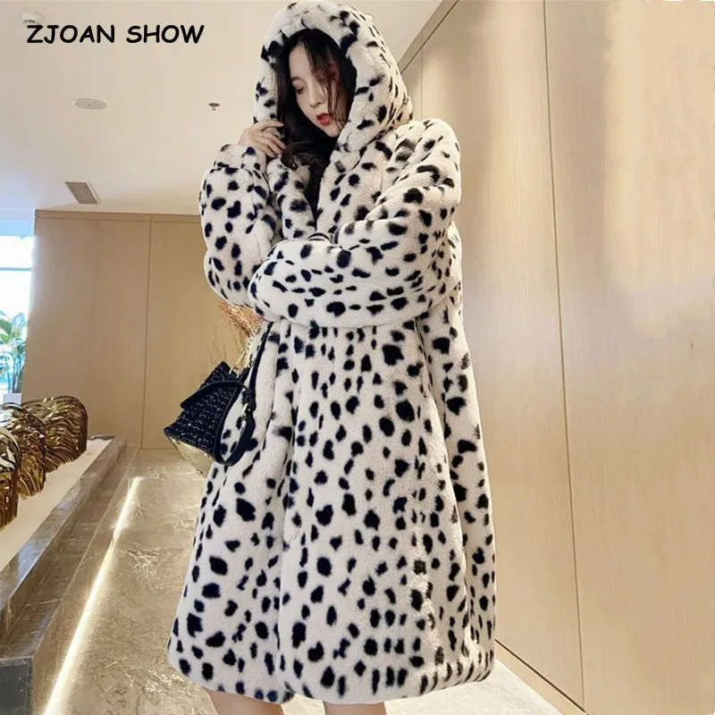 Зимнее пушистое мягкое пальто с капюшоном из искусственного кроличьего меха