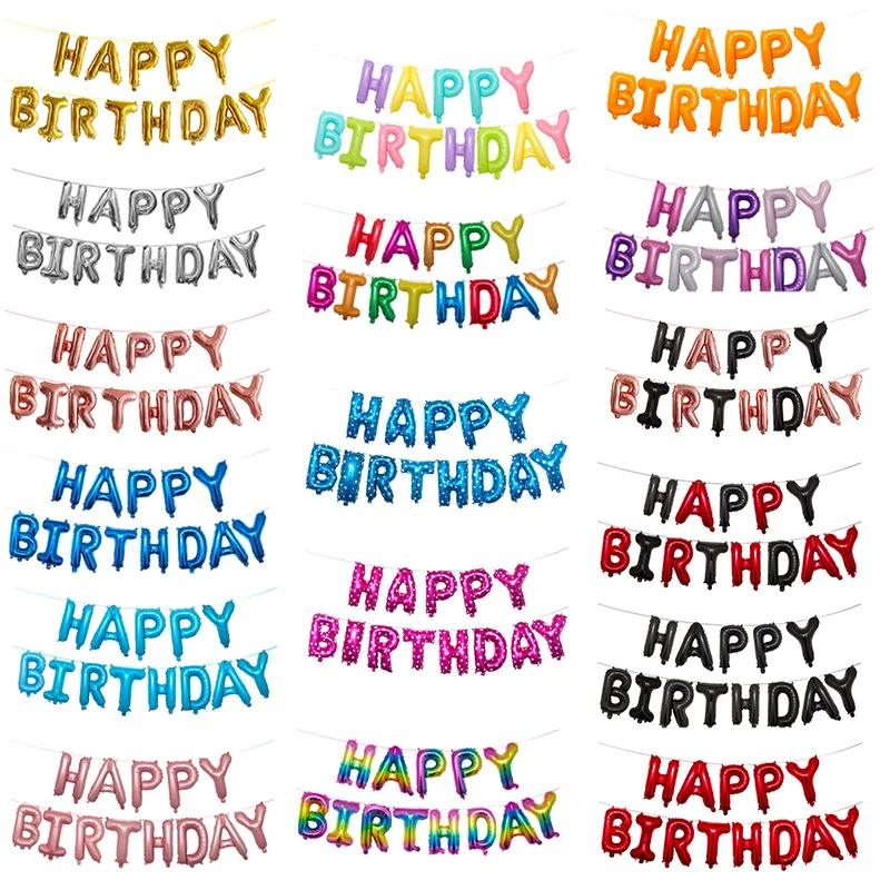 13pcs Happy Birthday Decoration Balloons Rose Gold Letter Foil Ballons Party Decorations Globos Balony Anniversaire | Дом и сад