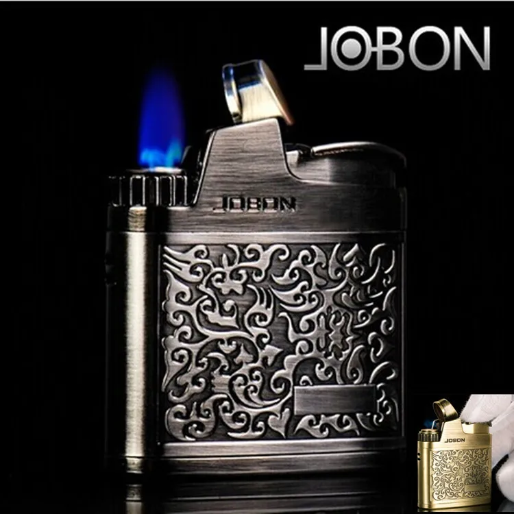 

Old Fashion Stainless Steel inflatable Butane Cigarette Lighter Carving Smokeless Gas Lighter Smoking Accessories Gadget for Men