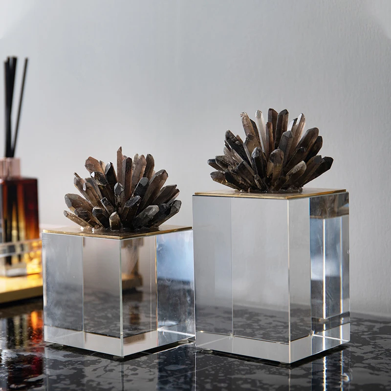 Роскошная Статуя Из Натурального Коричневого и синего кристалла домашнее