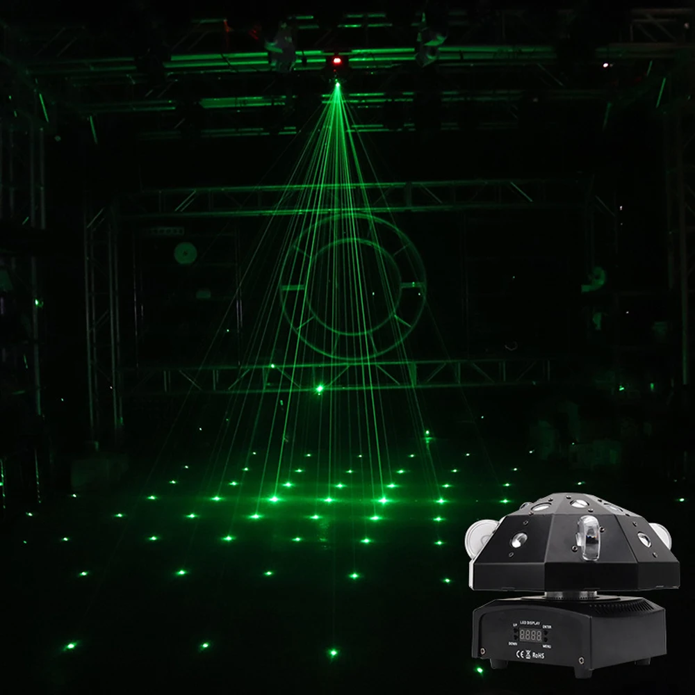

Beam Pattern Laser 3IN1 LED Moving Head Light 50mw Green Laser Stage Light DJ Disco Party Christams DMX Moving Head Show light