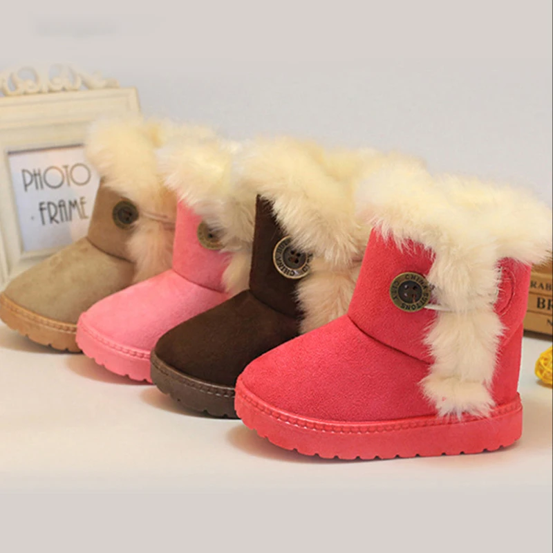 

Classic Turned-over Baby Plush Children Boots for Boys Girls Artificial Fur High Top Keep Warm Kids Shoes Not Smooth girls boots
