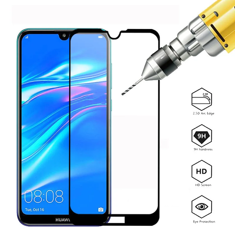 2 в 1 для Huawei Y7 Pro 2019 Защитное стекло Y 7 pro2019 полное покрытие защитная пленка из