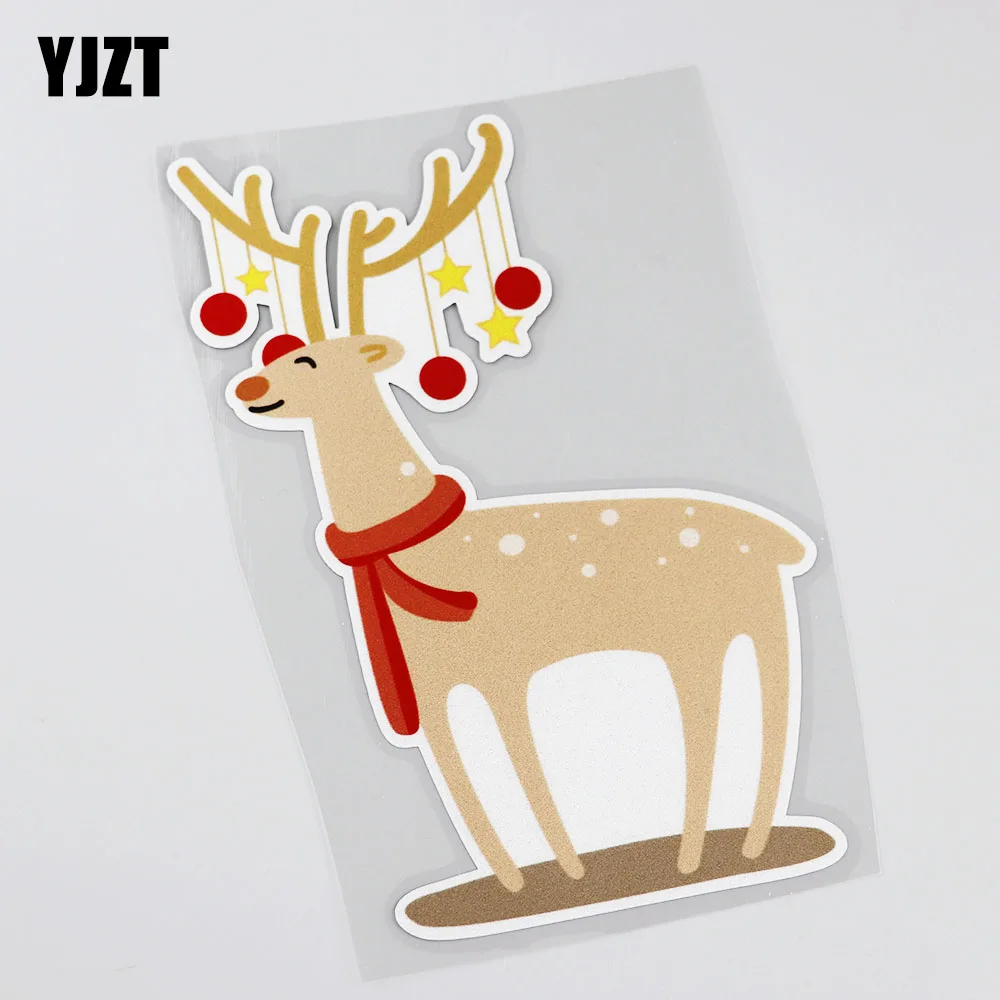 

YJZT 10.9CMX16.1CM Интересный мультфильм Рождество Сика олень автомобиля Наклейка 13B-0052